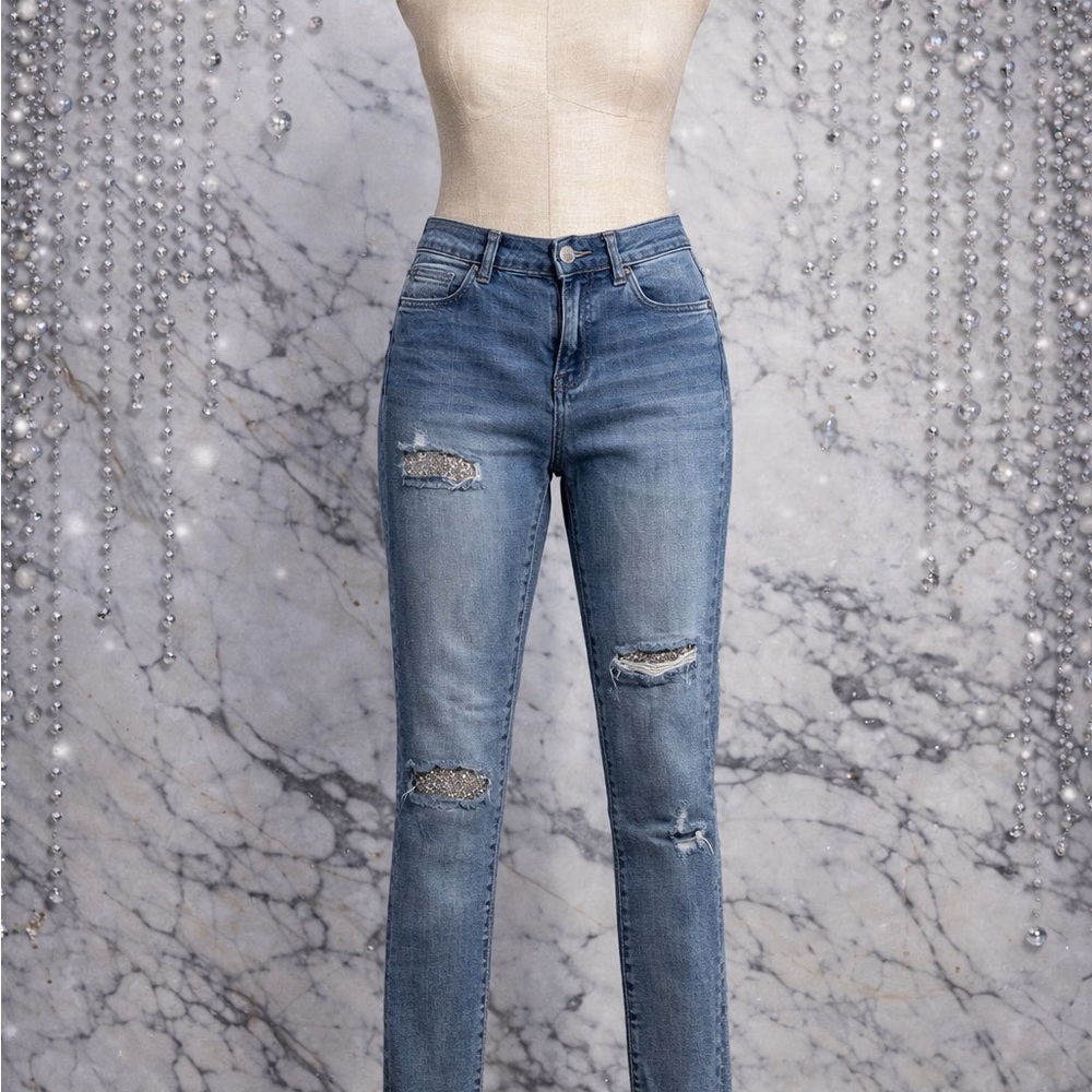 Juicy Couture Distressed Jeans with rhinestones